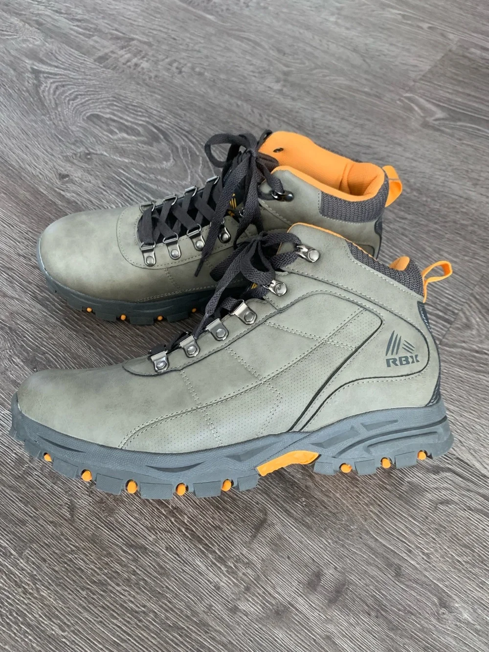 RBX Men's Olive Gray Hiking Boots with Orange Accent